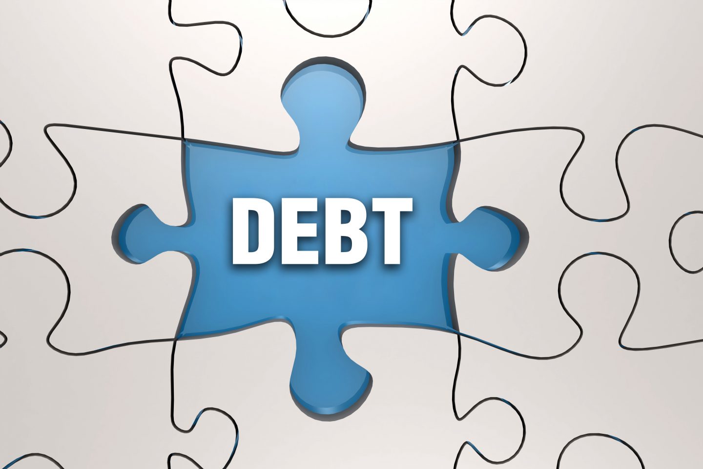 National debt word on jigsaw puzzle